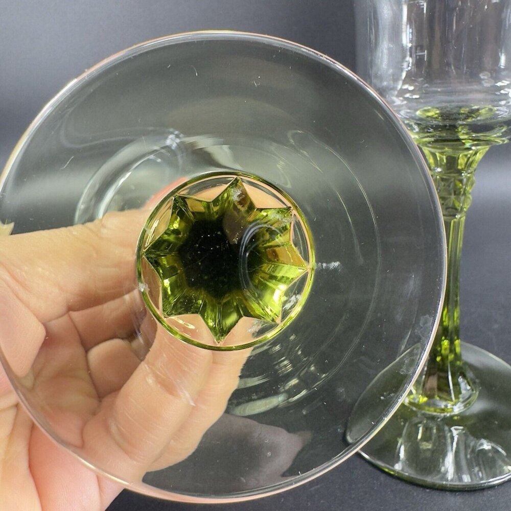 Partylite Glass Votive Candle Holder Set 3 Glass Clear Top And Green Bottom VTG - Picture 7 of 14